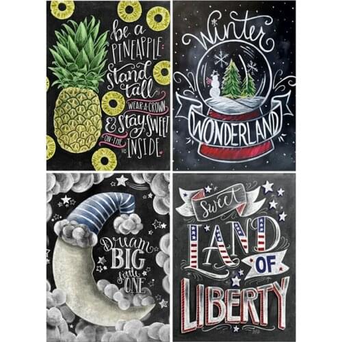 5D DIY Diamond Painting Cartoon Blackboard Letters Hand Painted Drill Resin Mosaic Diamond Embroidery Kit Home Decor