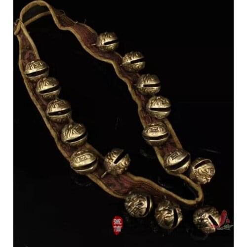 Archaic war-horse aeolian bells neck hanging drop Copper bells Lion head form