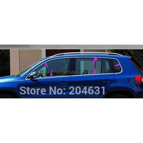 Car Styling Stainless Steel 10PCS Full Window Frame Trim Cover For Volkswagen Tiguan 2010-2015