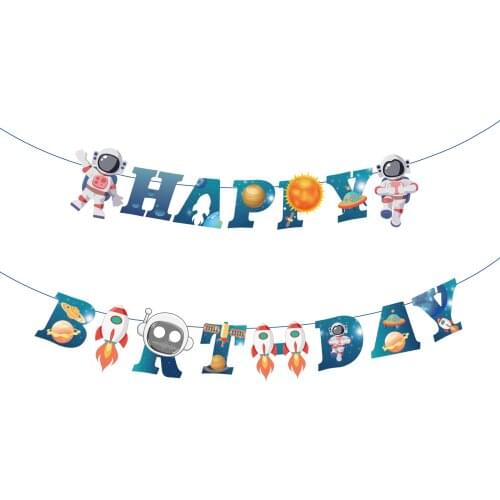 BA276 Cosmic Planet Place Solar System Birthday Party Theme Hanging Banner for Kid Happy Birthday Baby Shower Party Supplies