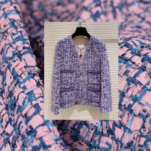 White waxberry Italy Purple Blue Tweed Fabric Garment Material Women Jacket Dress Coat Sewing Cloth Tailor Textile Freeshipping