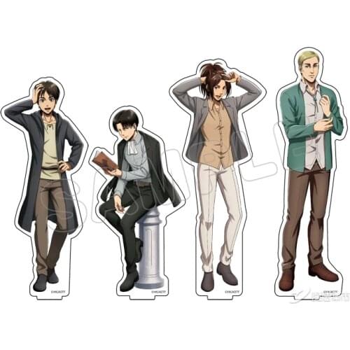 BL Stand Attack on Titan Eren Jaeger Mikasa Acker Levi Ackerman Anime Acrylic Figure Model Desktop Cartoon Table Decor Cosplay
