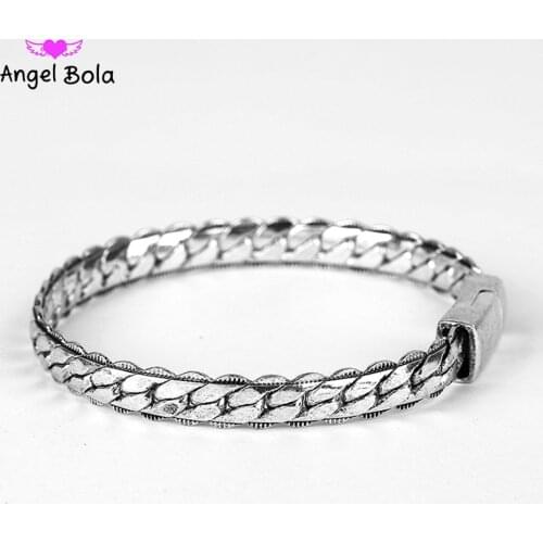 Fashion Biker Mens Ancient Silver color Bracelet Chain Wristband Punk Skulls Buddha Bracelet Motorcycle Link Bangle