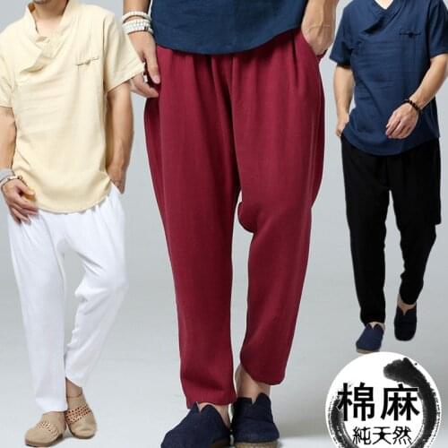Brand Pants Men 2020 New Fashion Casual Sweatpants Homme Drop Crotch Linen Sportswear Trousers High Quality Plus Size M-5XL 6XL