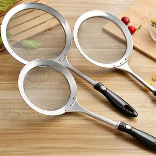 Durablel Filter Spoon Flour Sieve Stainless Steel Fine Mesh Wire Oil Skimmer Strainer Colander Fried Food Net Kitchen Gadgets