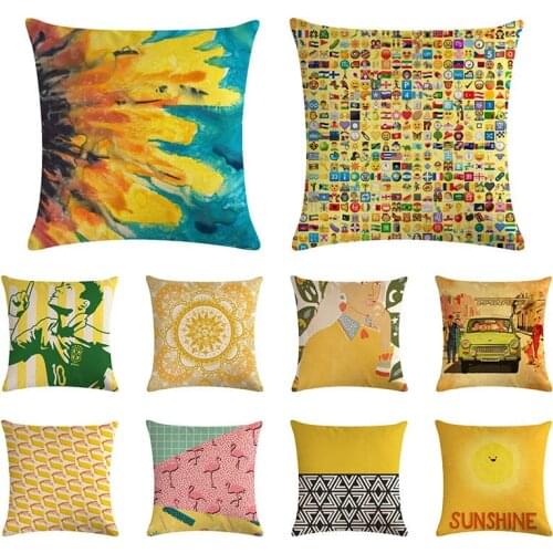 Geometric Cartoon Flower Sport Pillow Covers Nordic Home Decoration Cushions Decor Yellow Interesting Throw Pillows Case ZY1370