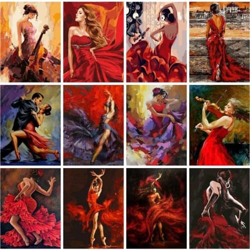 HUACAN Full Drill Diamond Painting Kits Dance Girl Mosaic Beauty Home Decoration Embroidery Portrait Handmade Gift