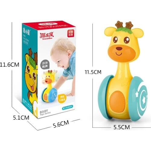Baby Toys 0 12 Months Cute Image Cute Pet Deer Little Star Sliding Tumbler Rattle Baby Toys Baby Room Decor Sensory Toys