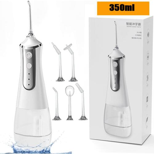 USB rechargeable oral irrigator water flosser portable dental sprinkler 350ML water tank waterproof tooth cleaner