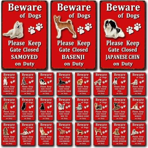 [ Kelly66 ] Beware Of Dog Poodle Basenji Dachshund Silky Terrier Metal Sign Home Decor Bar Wall Art Painting 20*30 CM Size Dy124