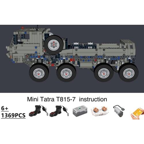 2021 Technology building block MOC Mini drag 8-wheel cross country truck remote control assembly toy model boys birthday gift