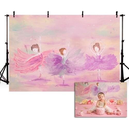 Mehofond Watercolor Ballet Girl Pink Backdrop For Photo Studio Newborn Baby Shower Birthday Party Photography Background Props