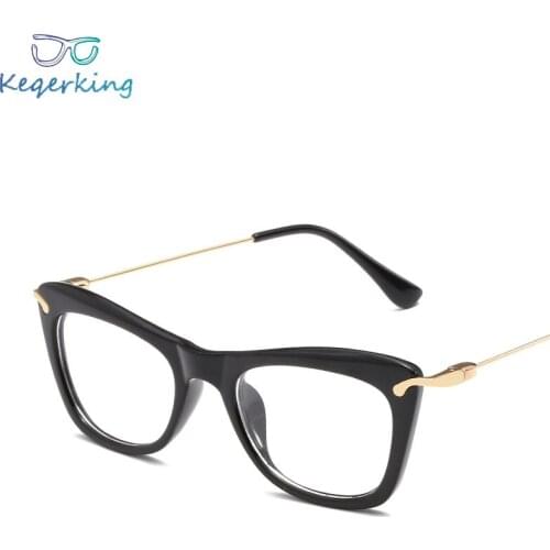 Cat Eye Fashion Flat Glasses Frame Light Metal Thin Legs Myopia Trend Ladies Glasses Unisex Brand Black Spectacle Eyewear ZB85