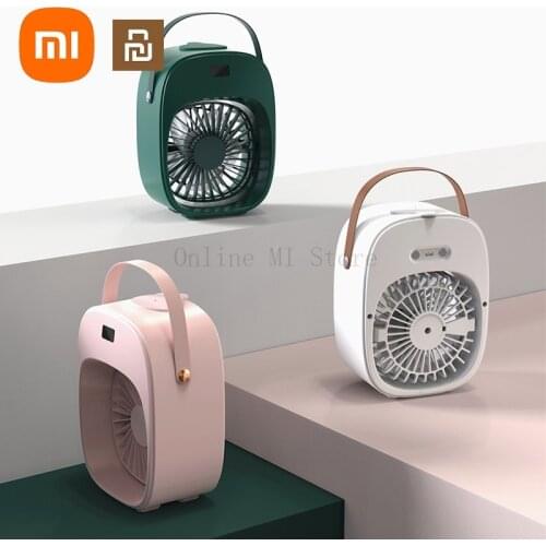 New Xiaomi Youpin Mini Desktop Water Spray Air Conditioner Humidification Portable Rechargeable Digital Display Fan With Lamp