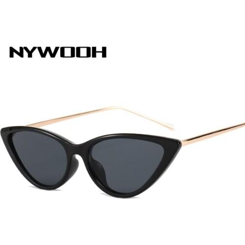 NYWOOH Vintage Sunglasses for Women Luxury Brand Design Cat Eye Sun Glasses Ladies Retro Metal Eyeglasses UV400