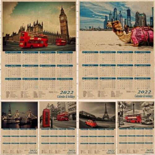 Dubai / London City Paris Street travel 2022 Calendar Posters and Landscape Bus Booth Big Ben Poster with custom photos