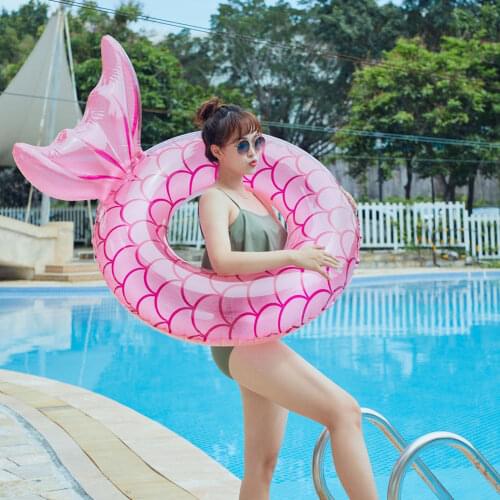 Mermaid Swimming Ring Adults Inflatable Armpit Fishtail Swimming Laps Summer Thickened Floating Swimming Circle