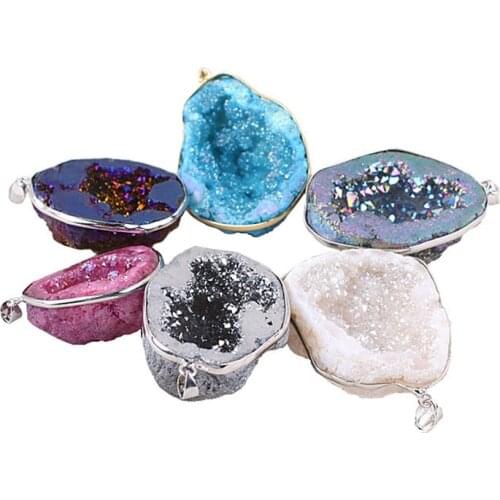 Genuine Charm Big Quartz Long Sweater Chain Pendant Charm Necklace with Long Chain