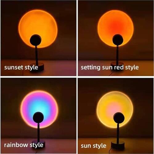 Sunset Projection Photography Lighting Rainbow Sunset Red Sun Projection Night Light USB for Bedroom Bar Wall Decoration