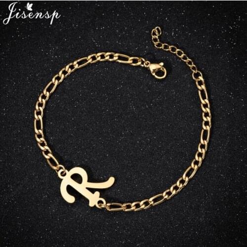 Simple Initial Bracelets Bangles Stainless Steel A-Z 26 Letters Alphabet Charm Bracelet for Women Lady Name Jewelry Bijoux Femme