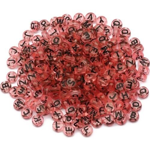 Transparent Pink Mixed Letter Acrylic Beads 4x7mm Round Spacer Beads For Jewelry Handmade Diy Necklace Bracelet Accessories