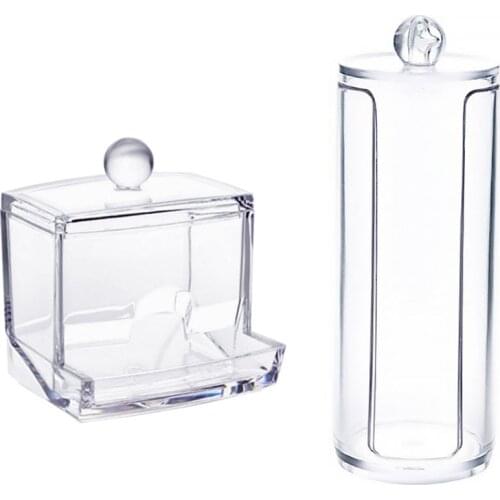 Transparent Organizer Cotton Swab Storage Box Organizer Acrylic Cotton Pad Storages Boxes Cosmetic Plastic Box Bathroom Bedroom