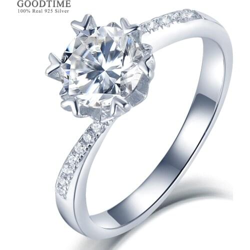 Luxury Women Moissanite Ring Pure 100% 925 Sterling Silver Ring Anniversary Valentines Jewelry Gift For Lover Girl Party