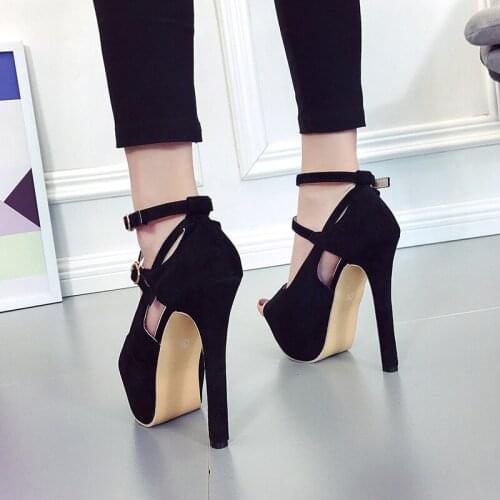 Women Sandals Sexy 14cm Super High Heels Spring Praty Dress Wedding Shoes Fashion Peep Toe Platform Heels Ankle Strap Sandals