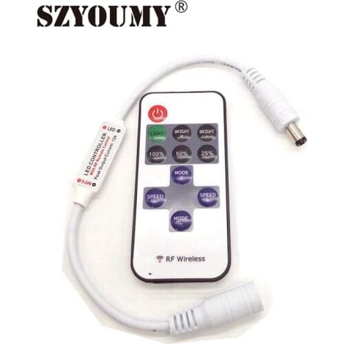 SZYOUMY Mini Dimmer RF Wireless Remote Controller 11 Keys With DC for 5050 5630 3528 3014 2835 Single Color LED Strip Light