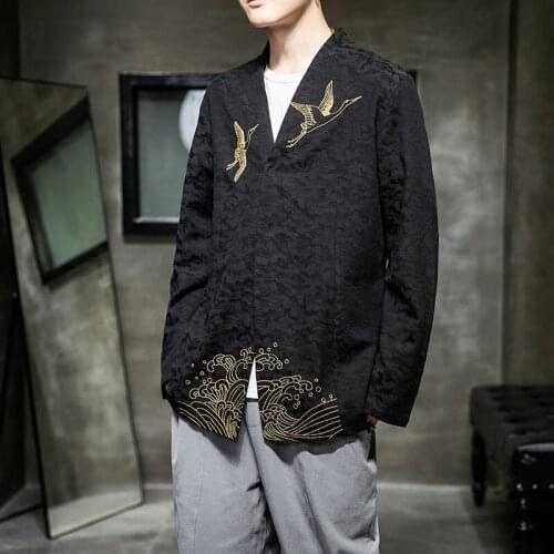 Traditional Chinese Clothing For Men Hanfu Embroidery Tops Streetwear Mens Clothing Cheongsam Tang Suit Kung Fu Clothes 30509