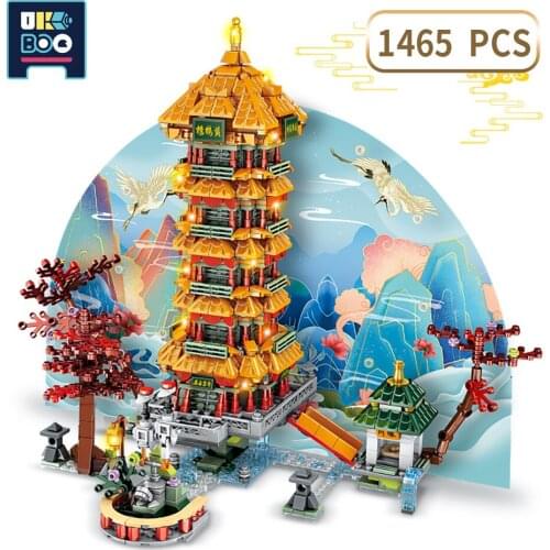 UKBOO Chinese Architecture Building Blocks Construction Model Yellow Crane Tower Pavilion Of Prince Teng Bricks Toy for Children