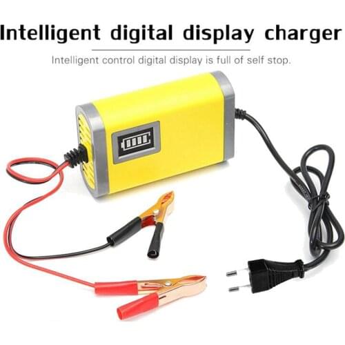 12V 2A Smart Car Battery Charger Full Automatic AGM VRLA Lead Acid GEL Intelligent Motorcycle Charger With LCD Display AC 220V