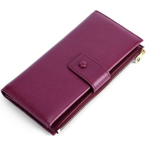 High-capacity Long Women Wallet Coin Purse Leather Womens Wallets And Purses Money Pocket Wallet Female Genuine Leather Rfid