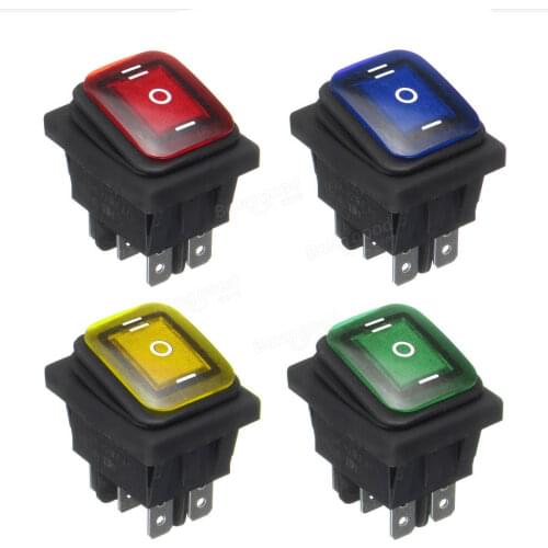 On Off Waterproof And Oil Proof Switch 6 Pin With Lights Six Foot Rocker Power Switch LED 12V 220V