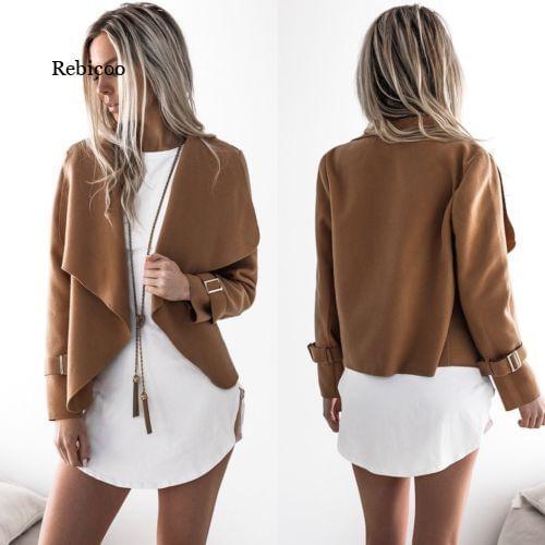 Women Jacket Long Sleeve Waterfall Cape Lapel Long Sleeves Irregular Jacket Women Coat Spring Autumn New Plus Size