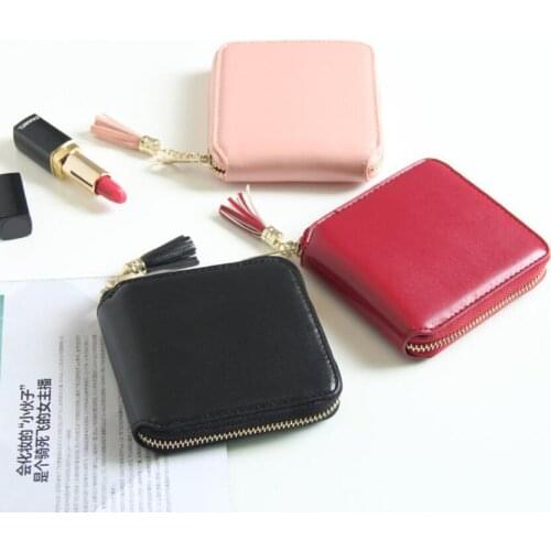 ANAWISHARE Women Leather Wallets Tassel Purse Cards Holder Small Short Wallet For Girls Coin Purse Femme Carteras Mujer