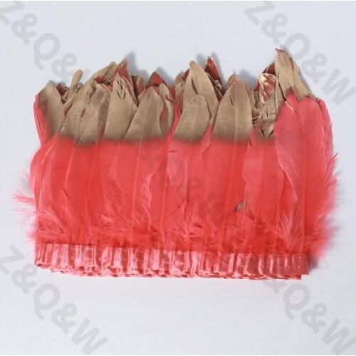Watermelon red goose feather spray gold head to make 2 meters cloth edge DIY shopping festival costume costume skirt decoration
