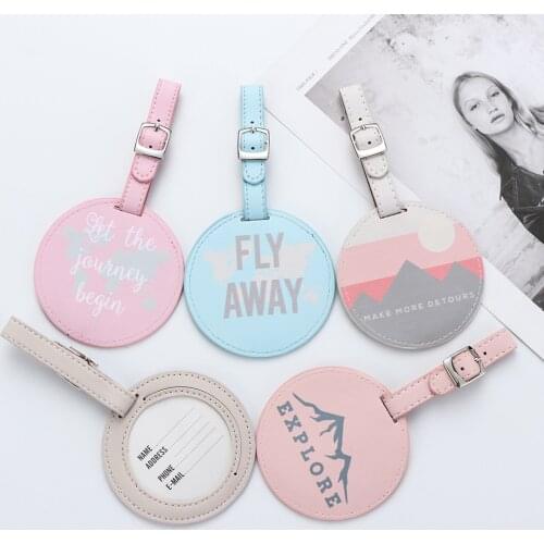 1Pc Suitcase Luggage Tag Leather Round Mr&Mrs Embroidery Label Bag Pendant Handbag Name ID Address Tags Gifts Travel Accessorie