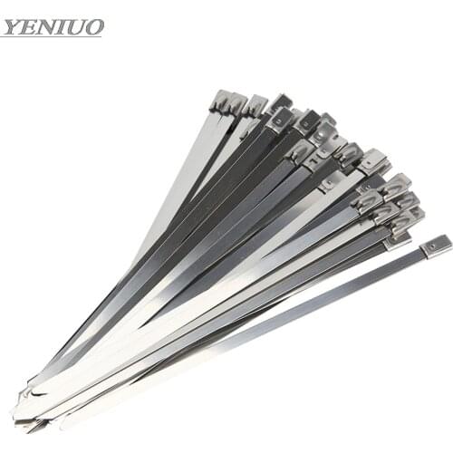 100Pcs 4.6mm x 100mm ,200mm, 450mm 304 Stainless Steel Metal Cable Tie Zip Strap Locking Exhaust Pipe Header