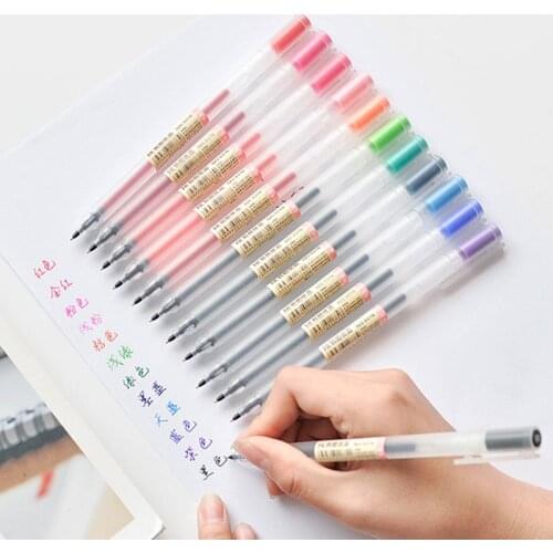12 Colors Markers Pen 0.5mm MUJIs Pens School Office Supply Bullet days Hand account Painting Stationery Japanese Gel Pen