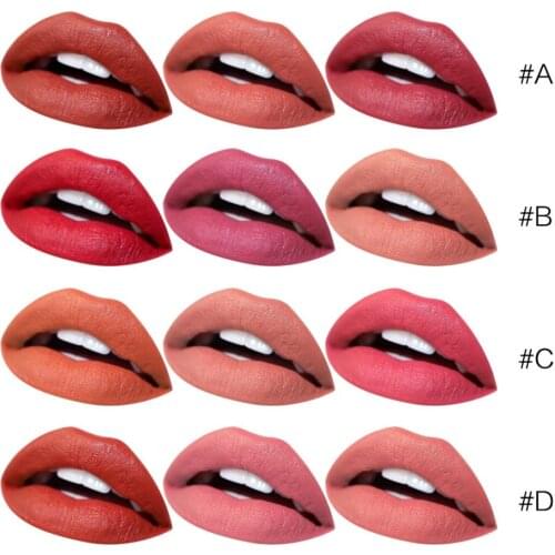 Blesiya 3pcs Waterproof Lip Gloss Liquid Lipstick Makeup 12 Color Choose