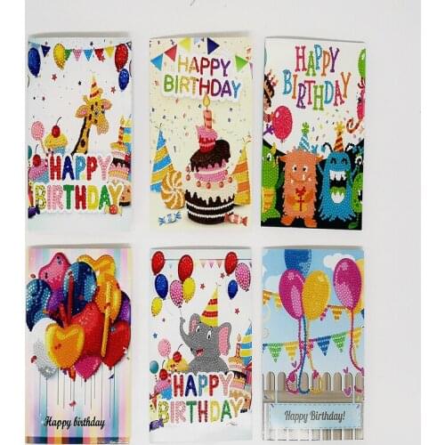 5D DIY Diamond Painnting Happy Birthday Cards Full Round 5D Greeting Card DIY Painting Kits Diamond Painting Christmas Cards