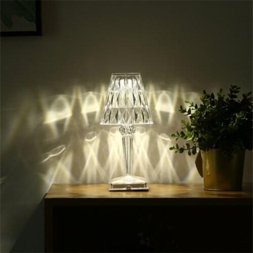 Diamond Table Lamp Desk Night Light USB Crystal Projector Decoration Desk Lamps Acrylic Nights Lamp for Bedroom Home Decoration