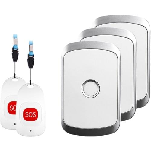 Smart Home Wireless Pager Doorbell Old Man Emergency Alarm 80m Remote Waterproof Cordless Chime Bell US EU UK Plug SOS Button