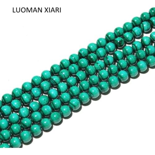 LUOMAN XIARIRound Natural Malachite Stone Beads For Jewelry Making DIY Bracelet Necklace Material 4/6/8/10/12 mm Strand 15