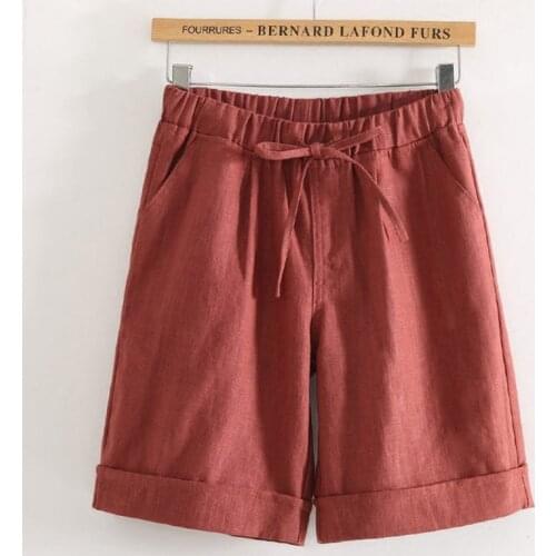 Cotton and hemp pant womens summer casual loose straight pants literature and art hot pants elastic waist large size P2021018