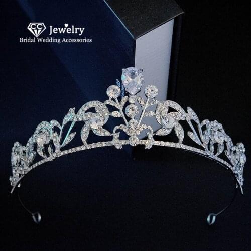 CC Tiara Crown Jewelry Hairbands Wedding Hair Accessories for Women Bride Princess Crowns Party Fine Headdress Rhinestone HS014