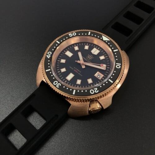 STEELDIVE Brand SD1970S Ceramic Bezel Blue Luminous 200m Waterproof NH35 Automatic CUSN8 Bronze Turtle Dive Watch for Men