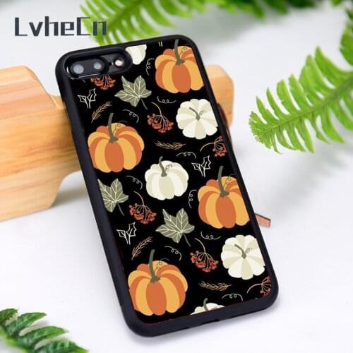 LvheCn Silicone Rubber Phone Case Cover for iPhone 6 6S 7 8 Plus X XS XR 11 12 Mini Pro Max Autumn pumpkin