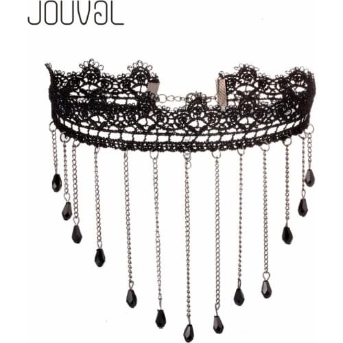 JOUVAL Chokers Sexy Collar Gothic Black Lace Neck Choker Necklace Vintage Victorian Women Chocker Steampunk Jewelry SALE